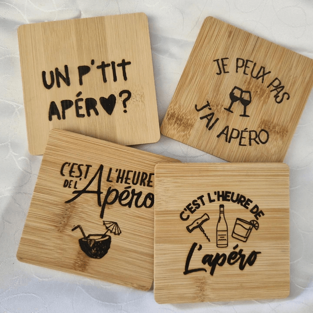 Dessous de verres lot de 4 carrées 