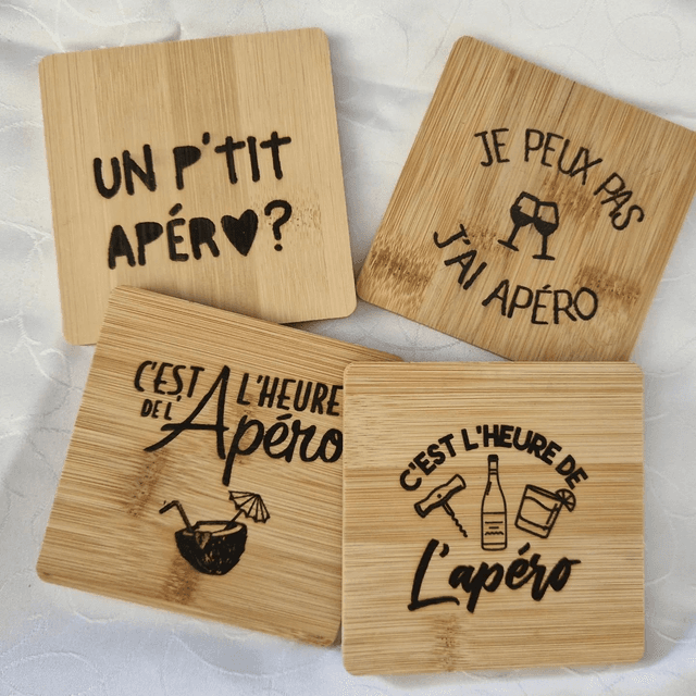 Dessous de verres lot de 4 carrées 